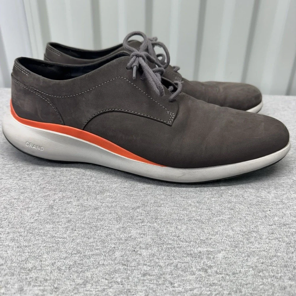Cole Haan Shoes Grand Troy Men's Size 10 M Grey Orange Nubuck Sneakers C33761